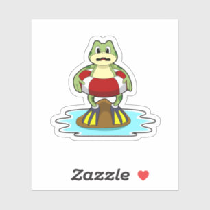Frog at Swimming with Swim ring