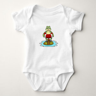 Frog at Swimming with Swim ring Baby Bodysuit