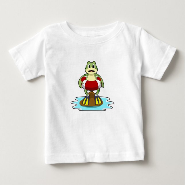 Frog at Swimming with Swim ring Baby T-Shirt (Front)