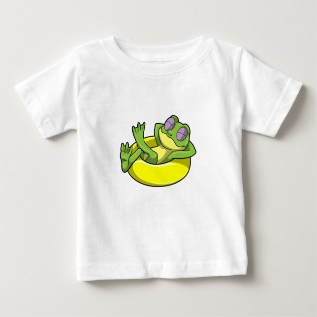Frog at Swimming with Swim ring Baby T-Shirt (Front)