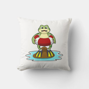 Frog at Swimming with Swim ring Cushion