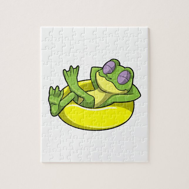 Frog at Swimming with Swim ring Jigsaw Puzzle (Vertical)
