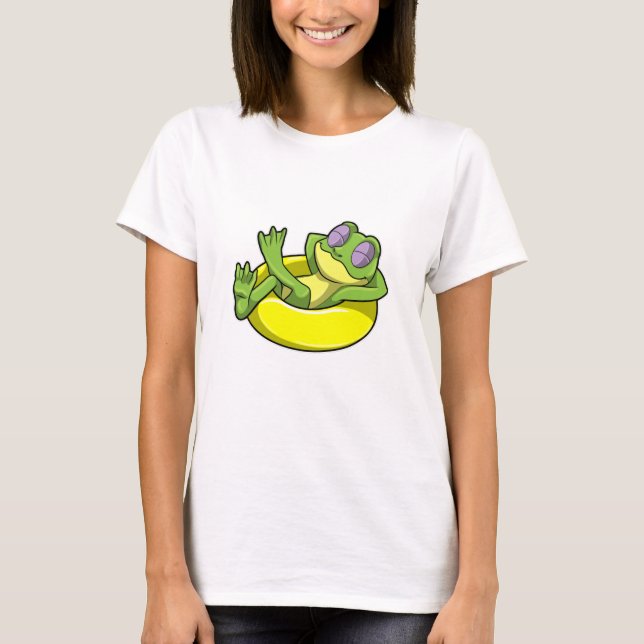 Frog at Swimming with Swim ring T-Shirt (Front)