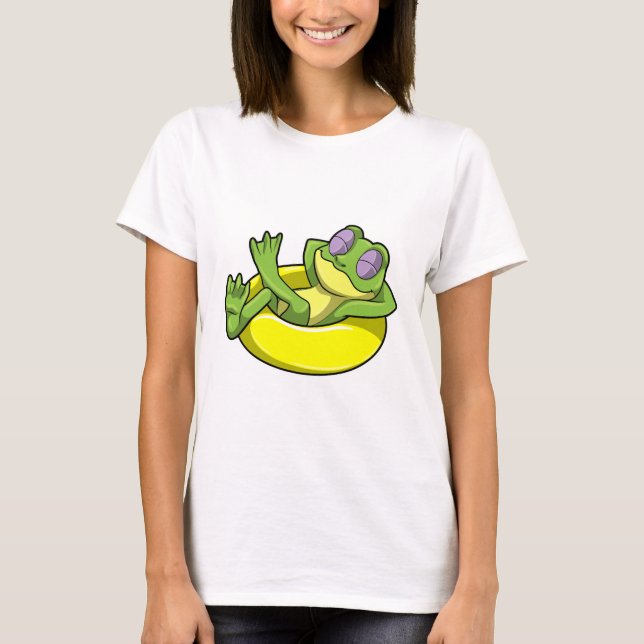 Frog at Swimming with Swim ring T-Shirt (Front)
