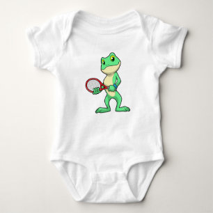 Frog at Tennis with Tennis racket Baby Bodysuit