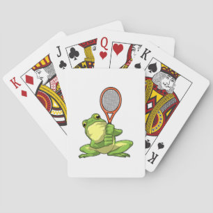 Frog at Tennis with Tennis racket Playing Cards