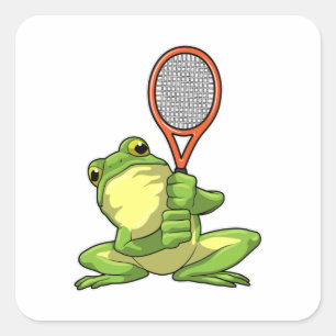 Frog at Tennis with Tennis racket Square Sticker