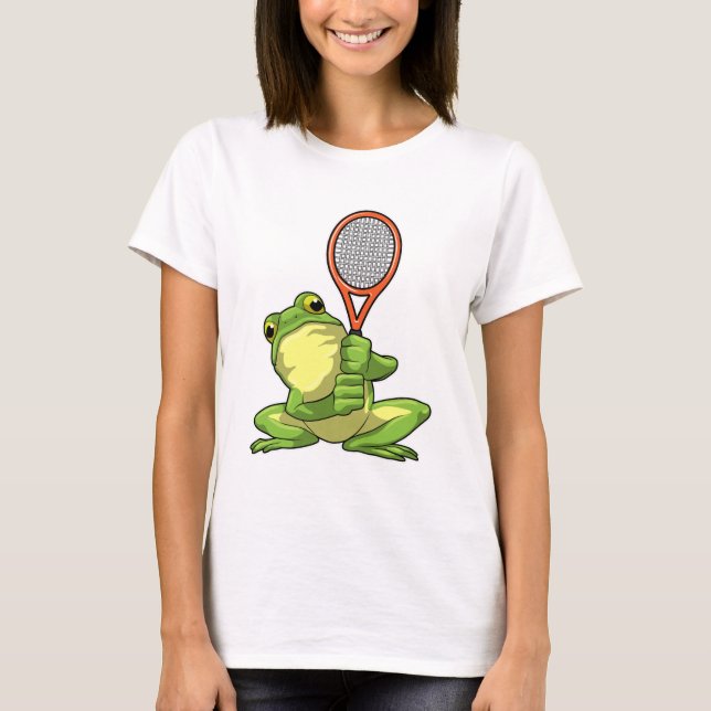 Frog at Tennis with Tennis racket T-Shirt (Front)