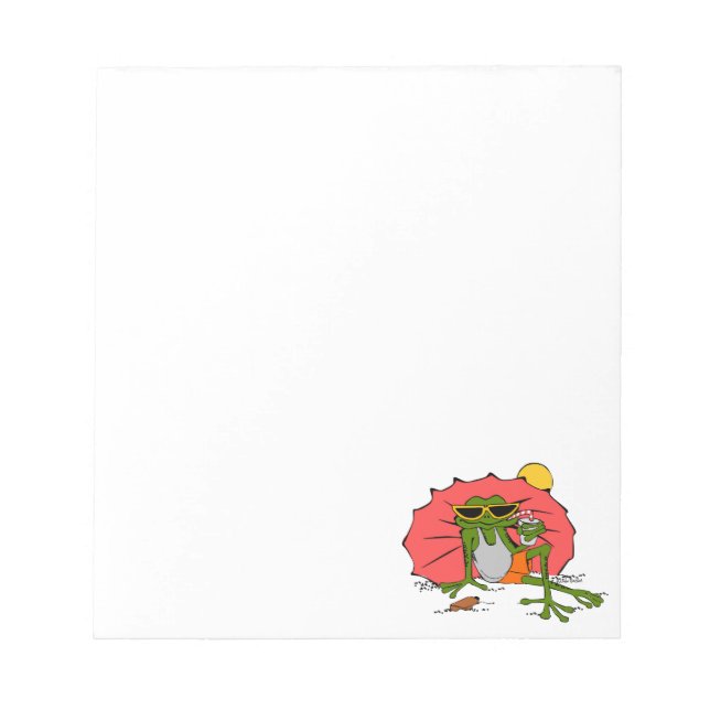 Frog at the Beach Cartoon Notepad (Front)