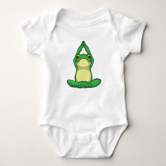 Frog at Yoga in Cross legged Baby Bodysuit (Front)