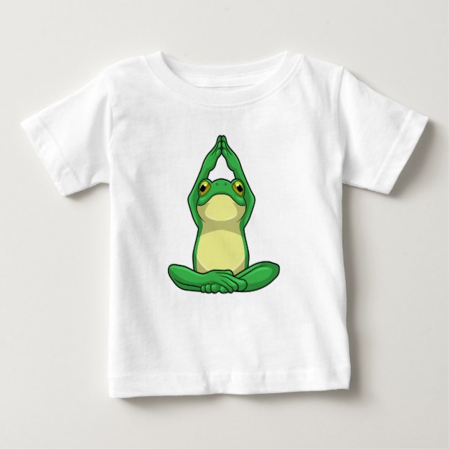 Frog at Yoga in Cross legged Baby T-Shirt (Front)