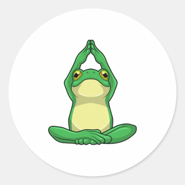 Frog at Yoga in Cross legged Classic Round Sticker (Front)