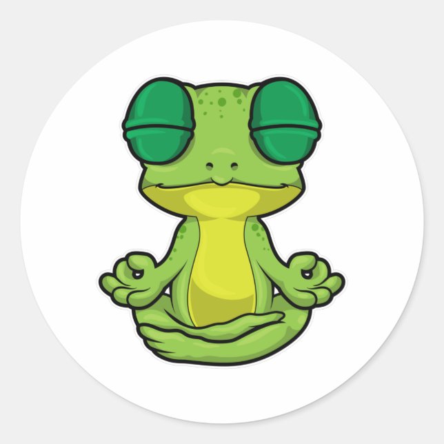 Frog at Yoga in Cross-legged Classic Round Sticker (Front)