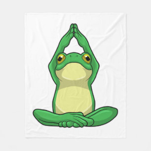 Frog at Yoga in Cross legged Fleece Blanket