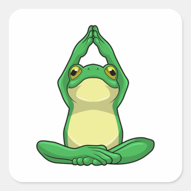 Frog at Yoga in Cross legged Square Sticker (Front)
