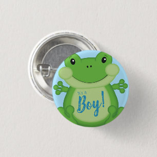 Frog Baby Shower Blue 3 Cm Round Badge