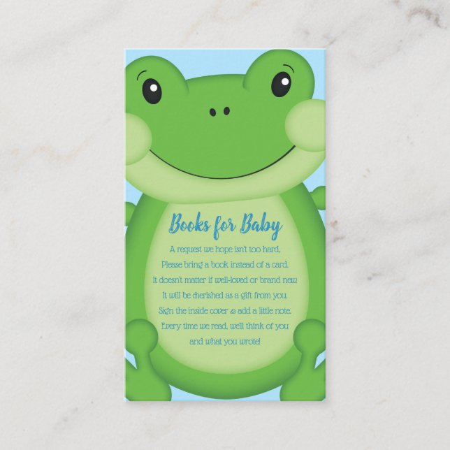 Frog Baby Shower Blue Enclosure Card (Front)
