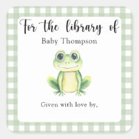 Frog Baby Shower bookplate - for the library of