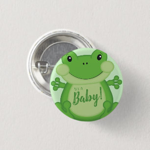 Frog Baby Shower Green 3 Cm Round Badge
