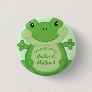 Frog Baby Shower Green 3 Cm Round Badge