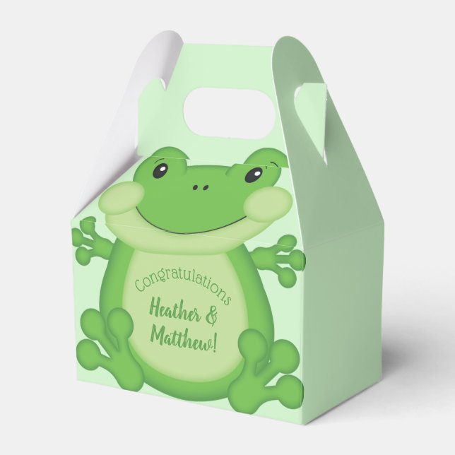 Frog Baby Shower Green Favour Box (Front Side)