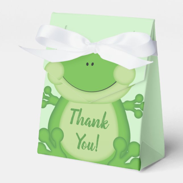 Frog Baby Shower Green Favour Box (Front Side)