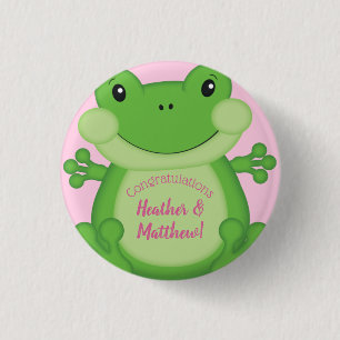 Frog Baby Shower Pink 3 Cm Round Badge
