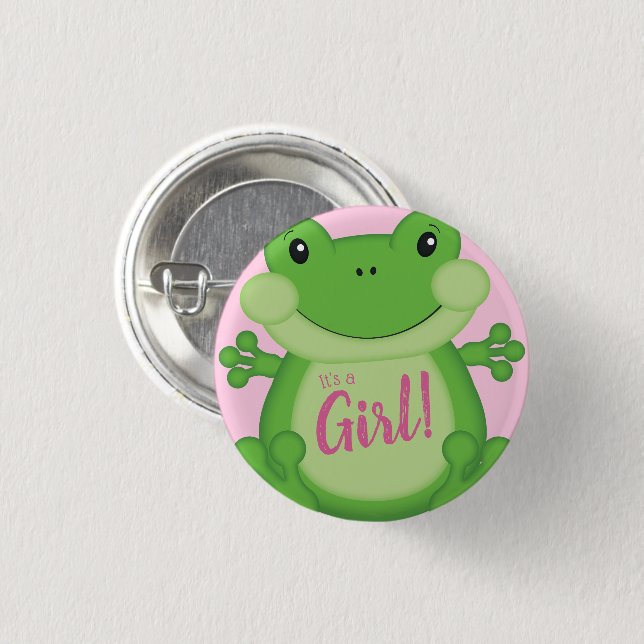 Frog Baby Shower Pink Girl 3 Cm Round Badge (Front & Back)