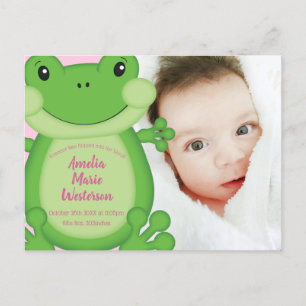 Frog Baby Shower Pink Girl Postcard