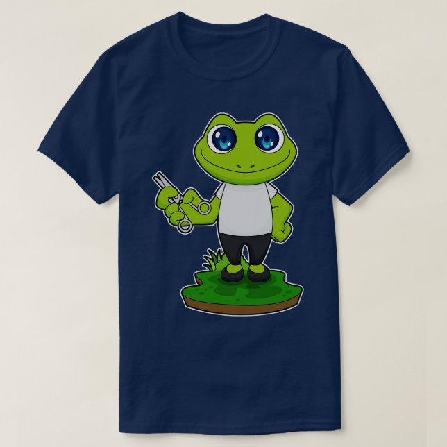Frog Barber Scissors T-Shirt (Design Front)