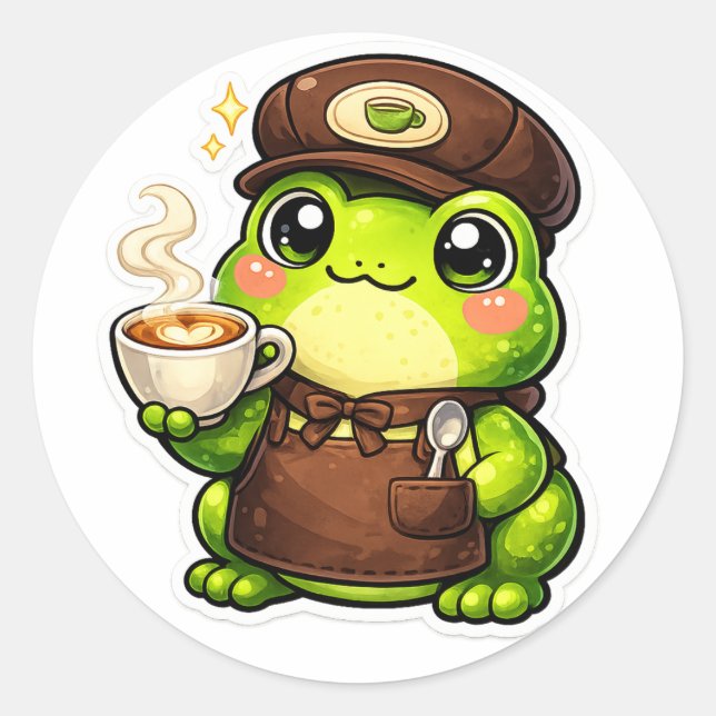 Frog Barista Classic Round Sticker (Front)