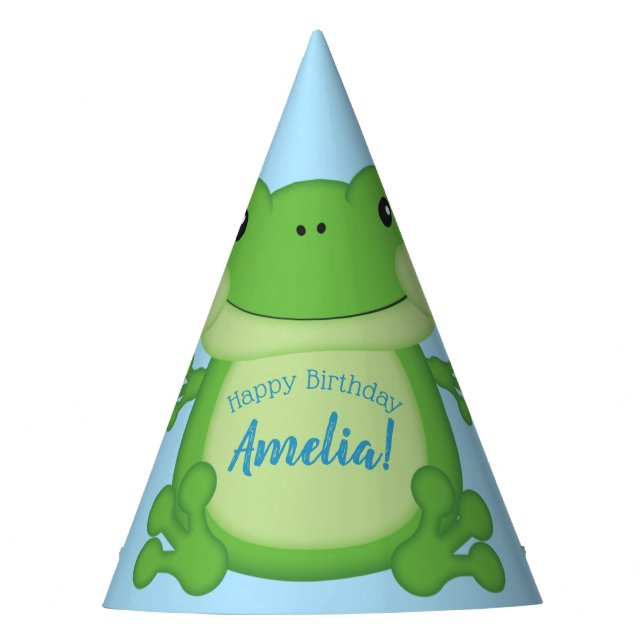 Frog Birthday Party Blue Hat (Front)