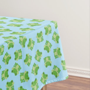 Frog Birthday Party Blue Tablecloth