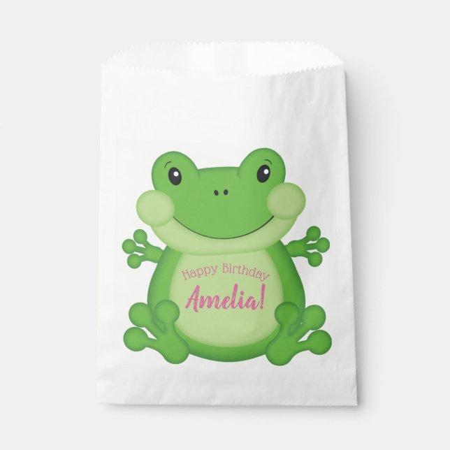Frog Birthday Party Favour Bag (Front)