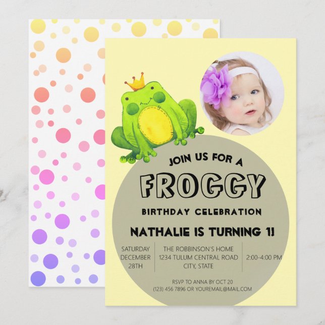 Frog Birthday Party Invitation (Front/Back)