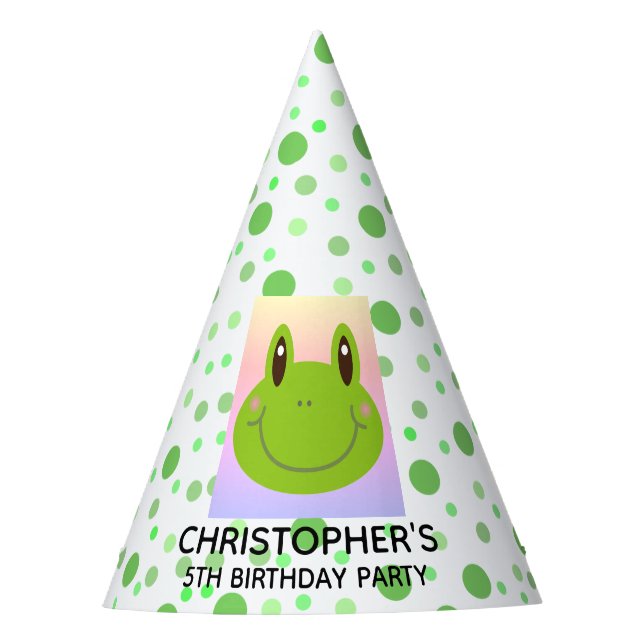 Frog Birthday Party Personalised Hat (Front)