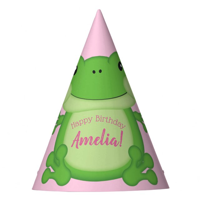 Frog Birthday Party Pink Hat (Front)