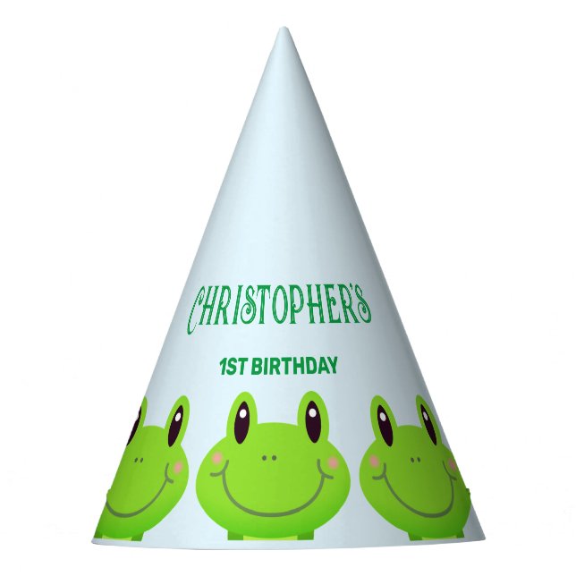 Frog Birthday Party Theme Lovely Blue Hat (Front)