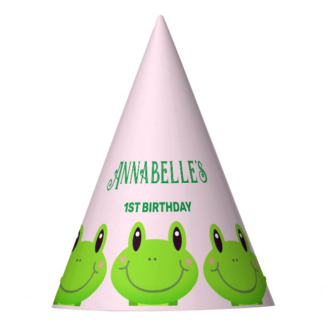 Frog Birthday Party Theme Lovely Pink Hat (Front)