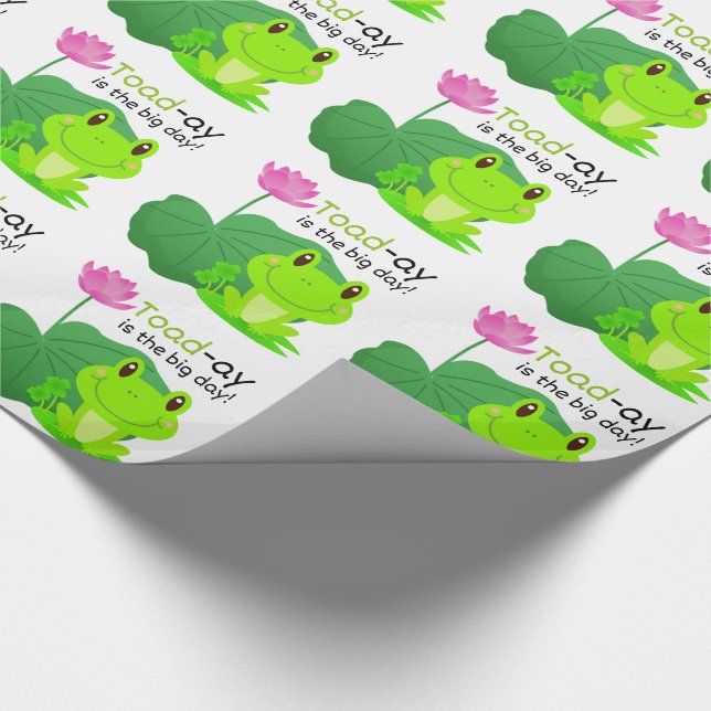 Frog Birthday Pun Lotus Leaf Flower Kids  Wrapping Paper (Corner)