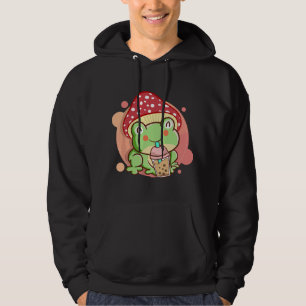 Frog Boba Tea Bubble Mushroom Hat Cottagecore Aest Hoodie