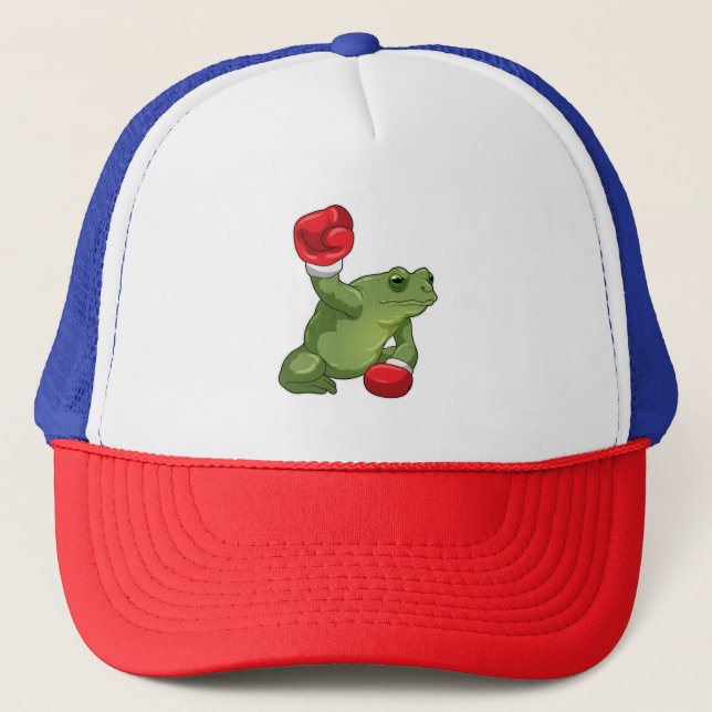 Frog Boxer Boxing gloves Trucker Hat (Front)
