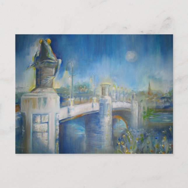 Frog Bridge at Night Postcard (Front)