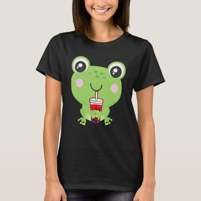 Frog Bubble Tea 4th Of July American Flag Usa T-Shirt (Front)