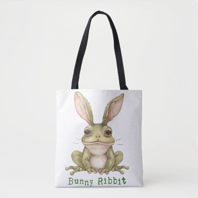 Frog Bunny Rabbit Floppy Ears Toad Funny Easter  Tote Bag (Front)