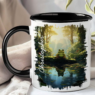 Frog by Forest Stream Reflection Mug