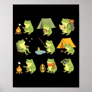 Frog Camping Camper Funny Adventure Outdoor Hiking Poster