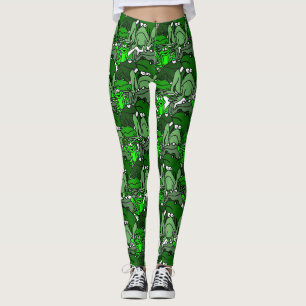 Frog Cartoon Green Ladies Leggings