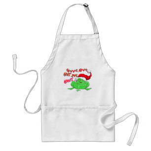 Frog cartoon with frog santa hat givit givit givit standard apron