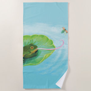 Frog Catching Bug Beach Towel